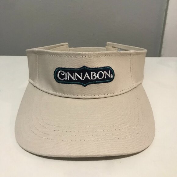 RARE Cinnabon Embroidered Logo Khaki Visor Hat Cap THE ICEBOX Employee Uniform - Picture 1 of 5